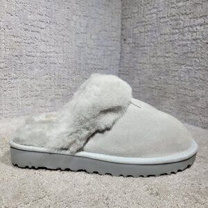 UGG Cozy Women's Size 8 Gray Suede Leather Shearling Fur Lined Slippers 1126730